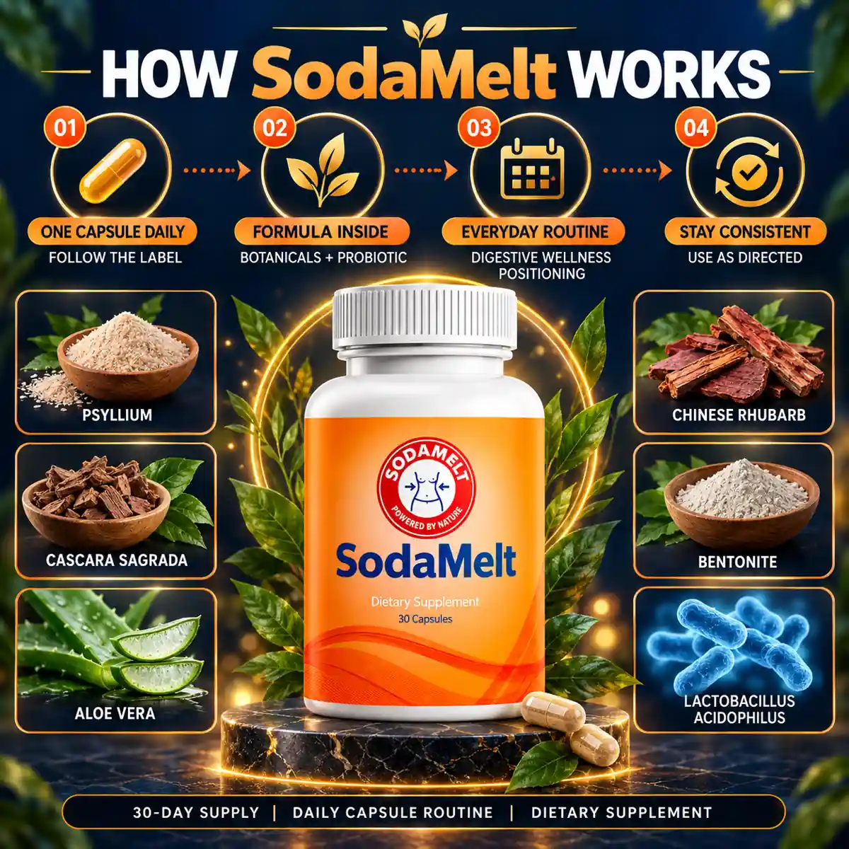The seller's own how-it-works diagram for SodaMelt